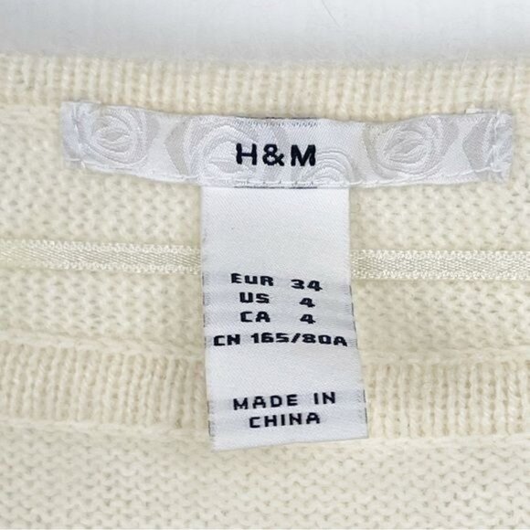 H&M Angora and wool blend ivory cardigan sweater front button 4 - Picture 4 of 6